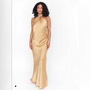 Jasmine Halter Maxi Dress True Gold